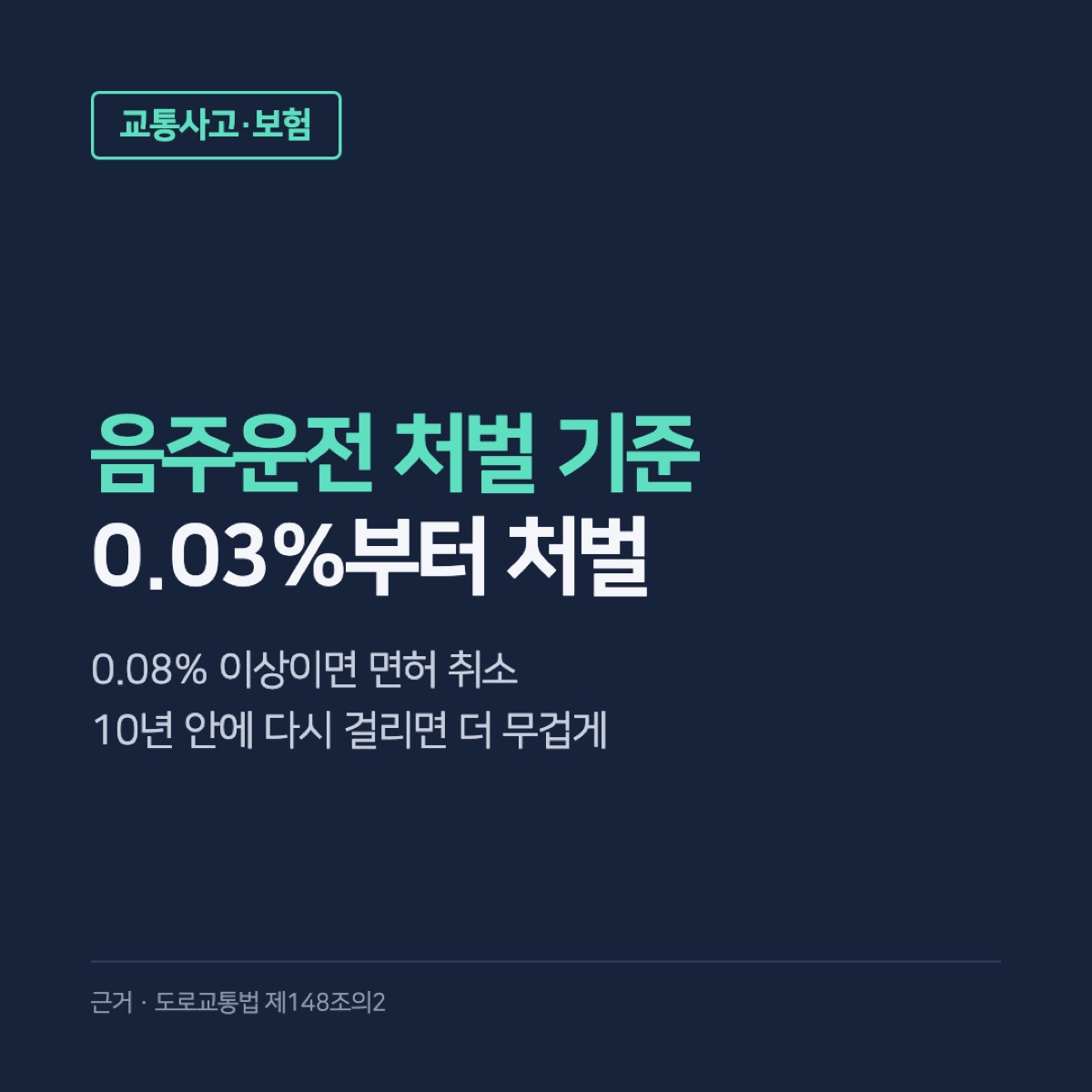 음주운전 처벌 기준, 혈중알코올농도별 징역·벌금과 면허 취소·결격기간